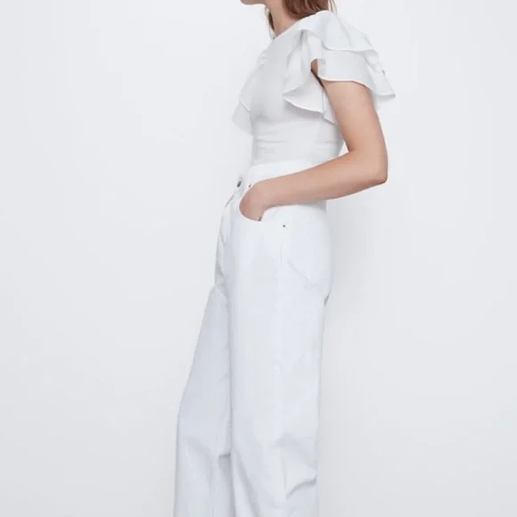 Zara TRF white jumpsuit with ruffles - Picture 3 of 5